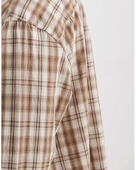 ASOS Natural Oversized Check Shirt for men