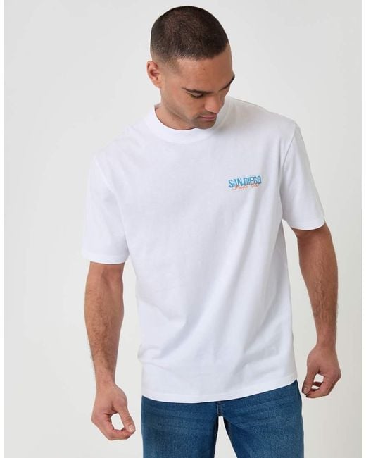Threadbare Blue Relaxed Fit Graphic Cotton T-Shirt for men