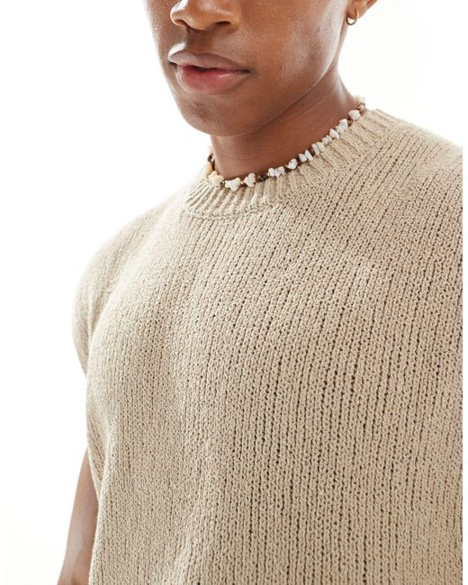 Pull&Bear Natural Knitted Singlet for men