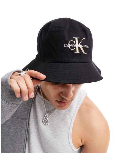 Cappello da pescatore con monogramma di Calvin Klein in Black da Uomo