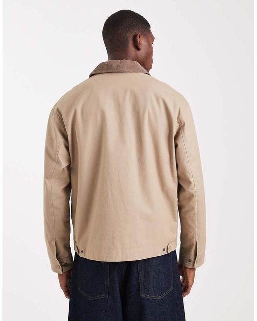 Jack & Jones Natural Worker Jacket With Cord Collar for men