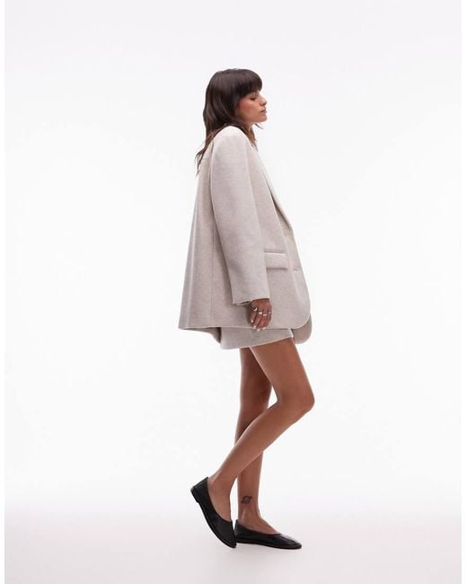 TOPSHOP Natural Wool Look Blazer Coat