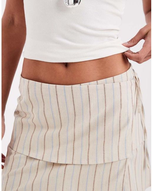 JJXX White Linen Blend Asymetric Tie Waist Mini Skirt