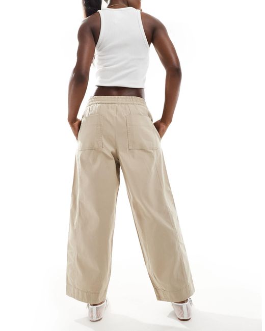 ASOS Natural Laundered Barrel Pull On Trousers