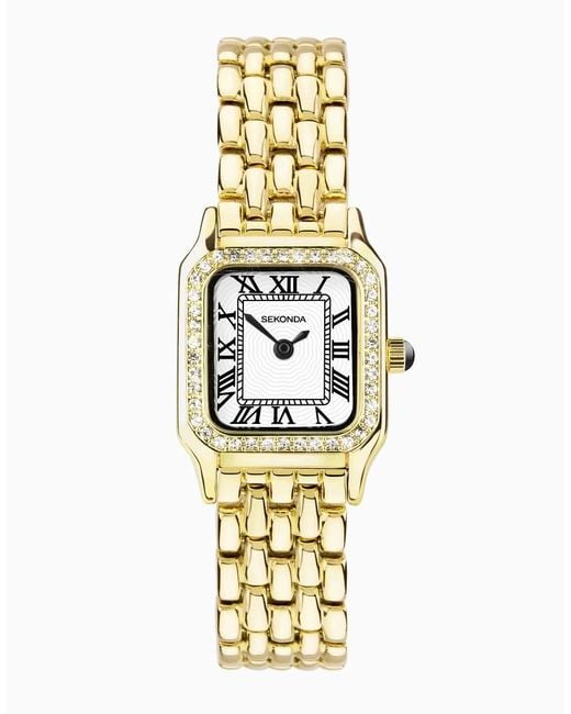 Sekonda Metallic Monica 20Mm Analogue Watch With Alloy Rectangular Case, Alloy Bracelet And Dial