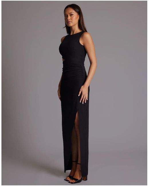 Vesper Blue Ruched Maxi Dress With Cut Out Detail
