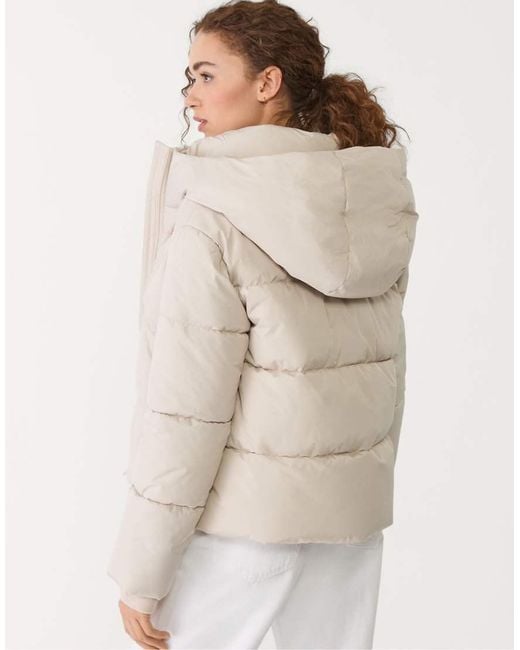 Stradivarius Natural Puffer Jacket With Hood