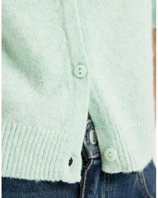 Vero Moda Green Round Neck Knitted Short Sleeve Cardigan