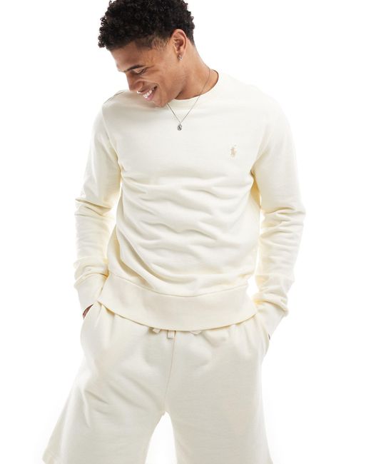 Polo Ralph Lauren White Icon Logo Heavyweight Fleece Sweatshirt for men