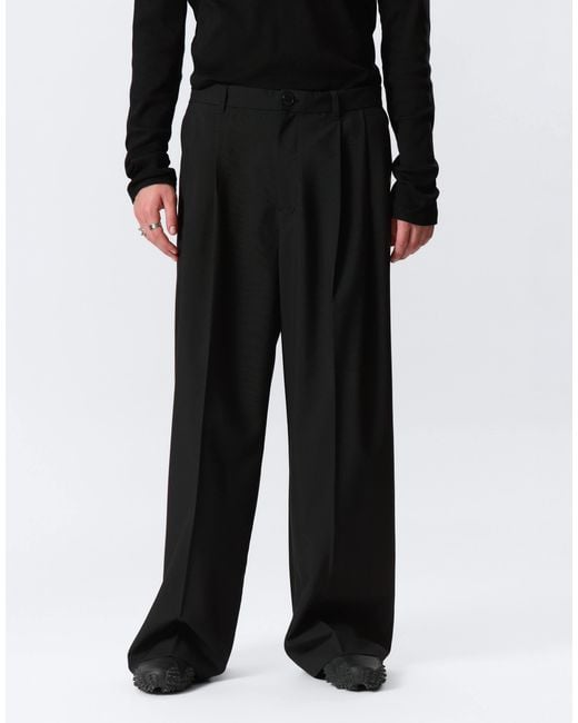 Weekday Black Wide Leg Tailored Pants With Front Pleats for men