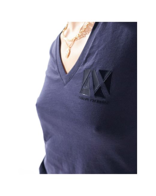 Armani Exchange Blue – schmal geschnittenes t-shirt