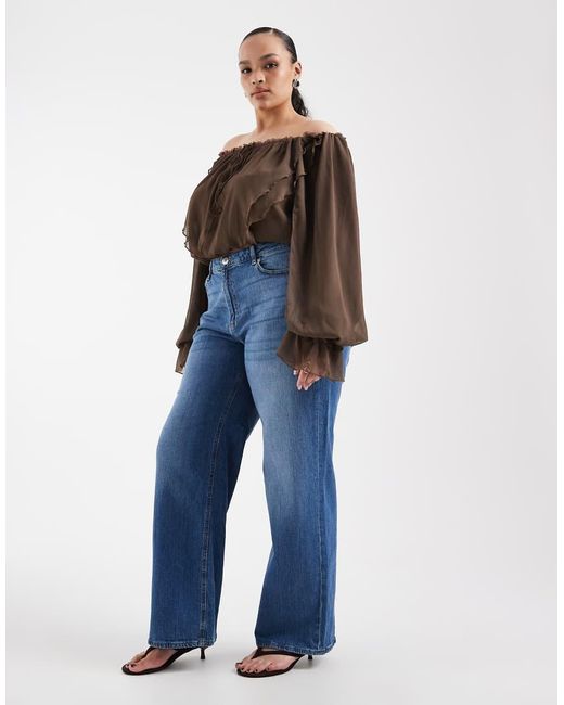 Vero Moda Blue Tessa High Waisted Wide Leg Jeans
