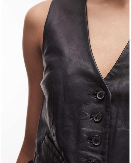 AllSaints Black Arla Lea Co-ord Lambs Leather Waistcoat