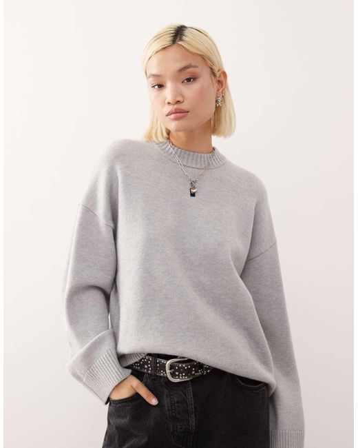 Monki Oversized Trui Met Verlaagde Schouders in het Gray