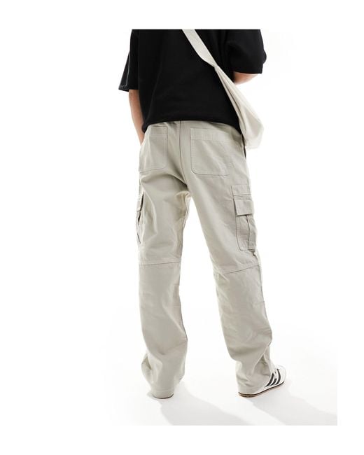 Pantalon cargo large - écru délavé Bershka pour homme en coloris Natural