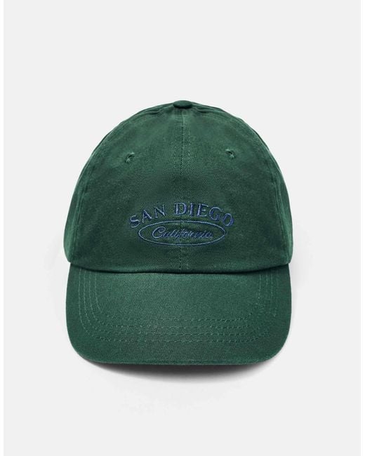 Pull&Bear Green San diego bestickte kappe