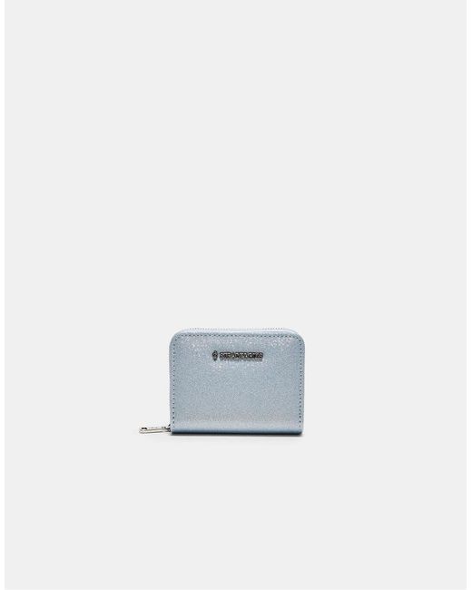 Stradivarius Blue Shimmery Zip-up Purse