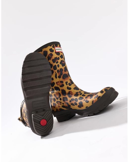 Hunter Brown Original Short Leopard Boot