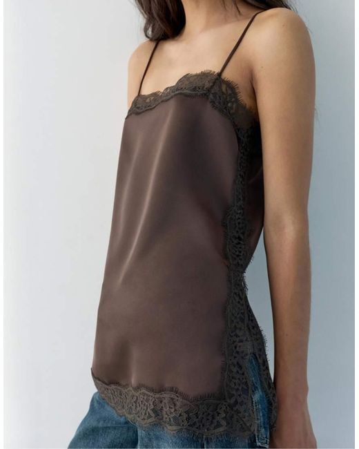 Pull&Bear Brown Strappy Camisole Top