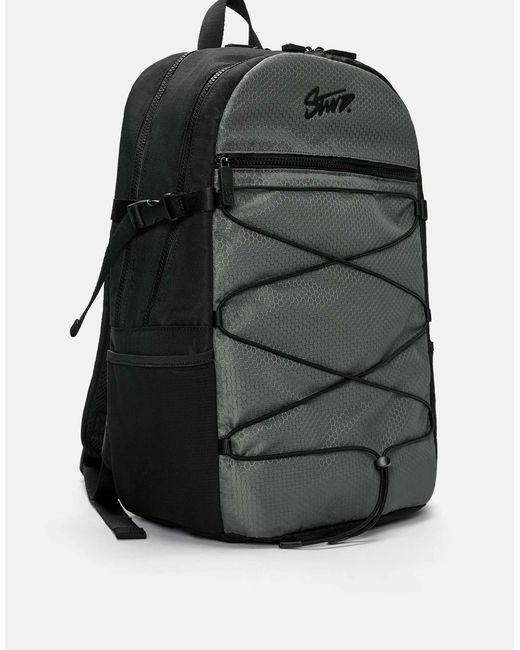 Pull&Bear – stwd – funktionaler rucksack in Black für Herren
