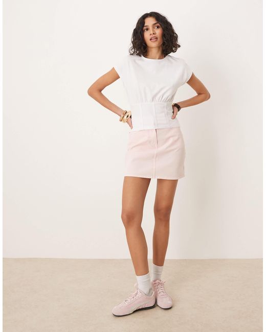 ASOS Pink Cinched Detail Tee With Corset Detailing