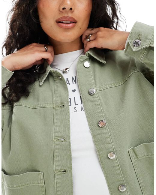 Vero Moda Gray Denim Shacket With Front Pockets