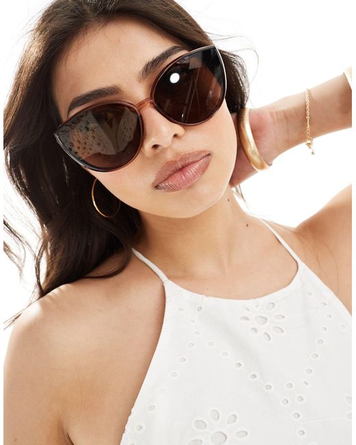 Pieces Natural Oval Cateye Sunglasses