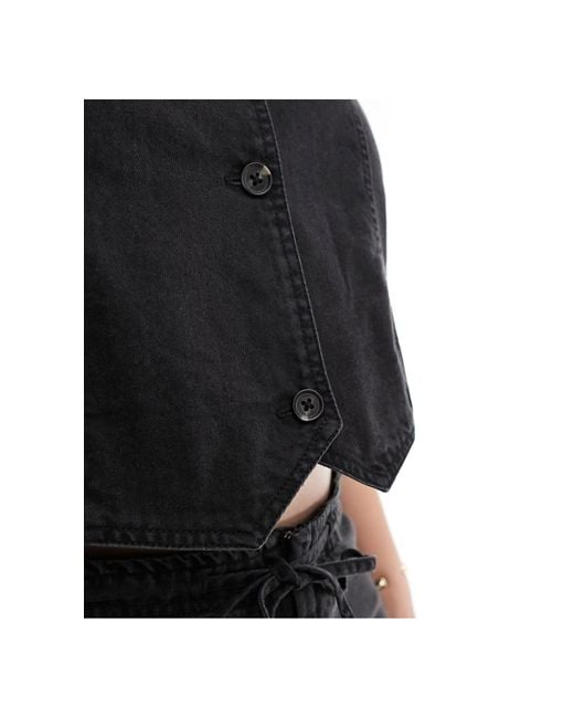 ASOS Black Asos Design Curve Soft Denim Waistcoat