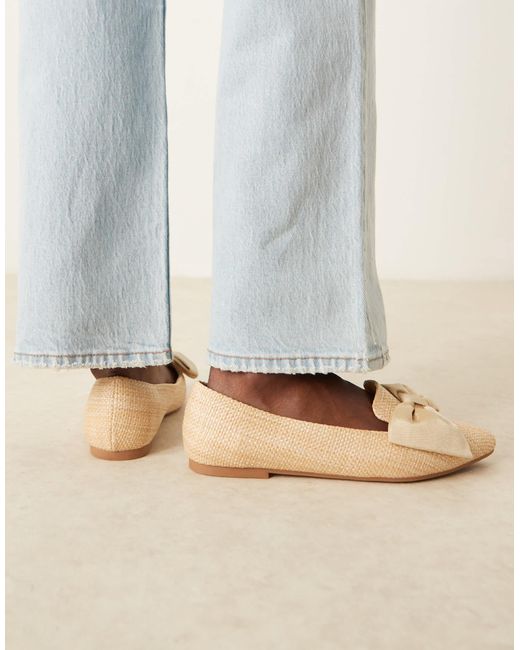 ASOS Metallic Lake Bow Pointed Ballet Flats