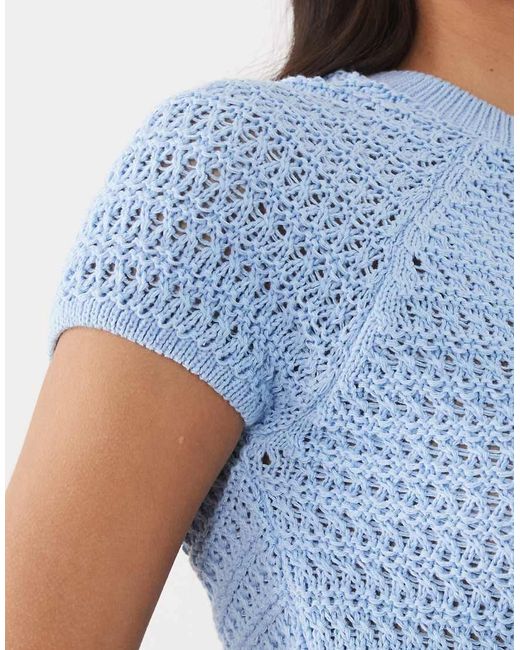 ASOS Blue Knitted Crochet Ultra Crop Cardigan