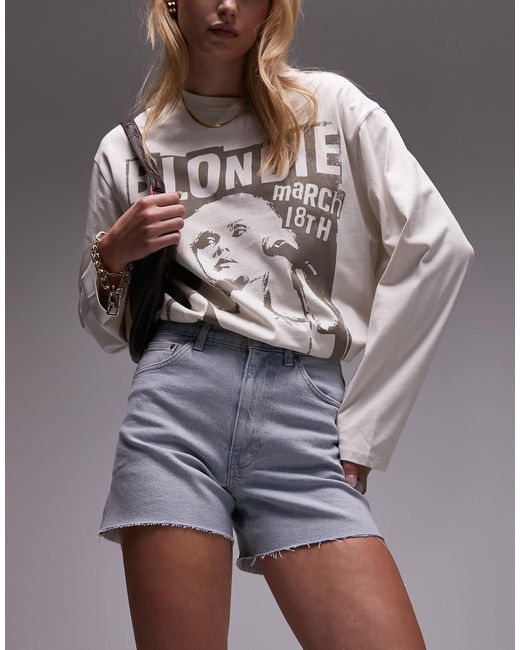 TOPSHOP Gray Comfort Stretch Denim Short