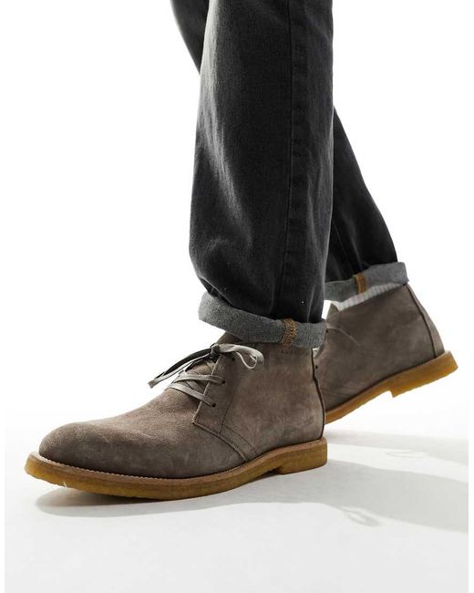 AllSaints Black Bilton Suede Lace Up Boots for men