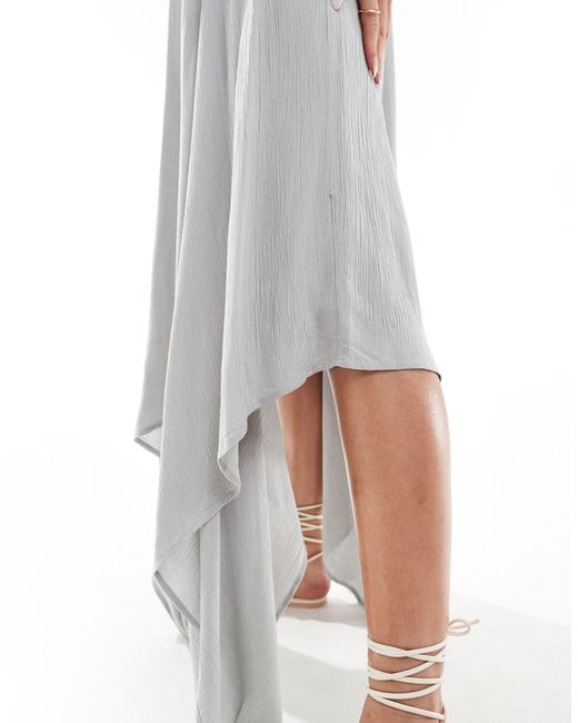 Falda larga con bajo asimétrico y acabado texturizado Miss Selfridge de color Gray