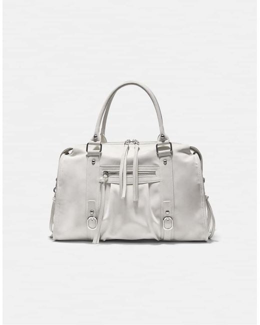 Stradivarius White Maxi Crossbody Bowling Bag