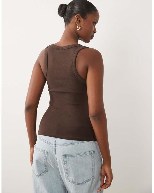 Gina Tricot Brown Super Stretch Scoop Neck Tank Top
