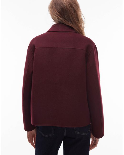 ARKET Purple Double Layer Wool Jacket With Button Front And Front Pockets