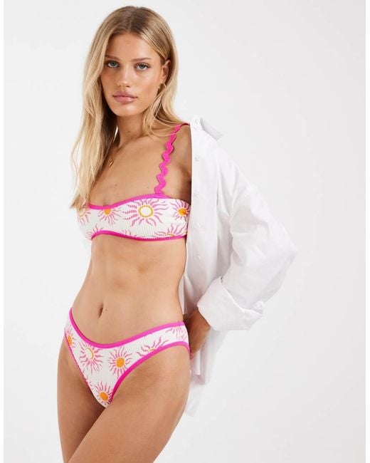 River Island White Sun Print Bikini Brief