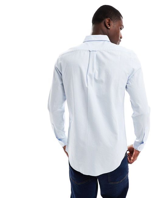 Farah White Brewer Long Sleeve Stripe Shirt for men