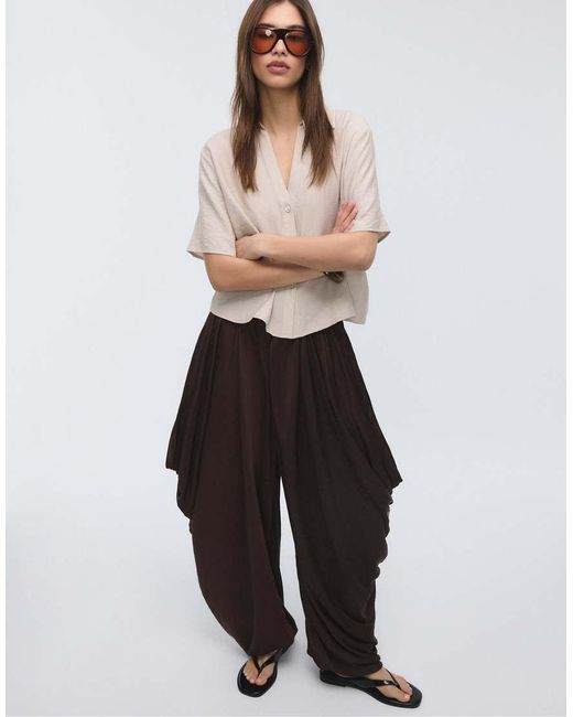 Stradivarius White Button-up Flowing Shirt