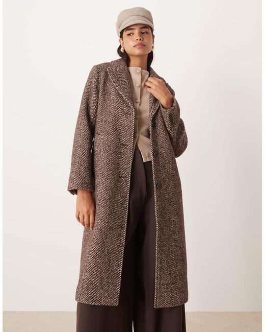 Abercrombie & Fitch Elegante Jas Met Visgraatmotief in het Brown