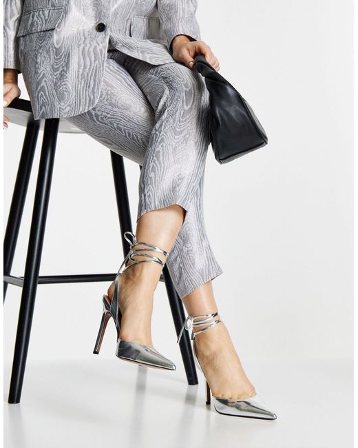 Zapatos s con tacón alto y diseño anudado a la pierna pally ASOS de color  Metálico | Lyst