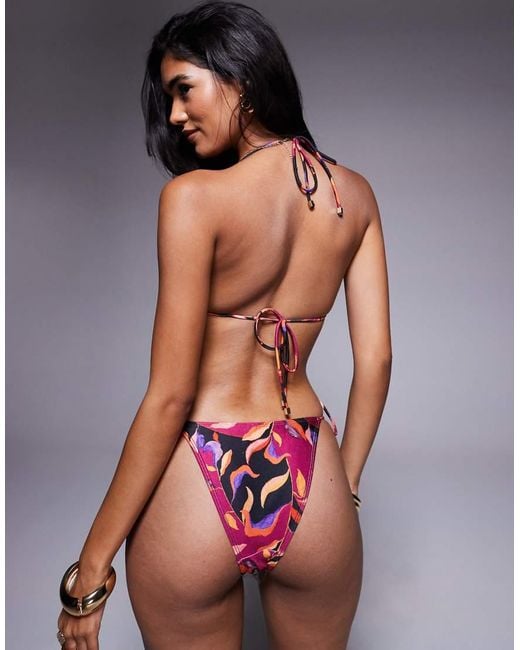 South Beach Pink Abstract Print Tie Side Bikini Bottoms