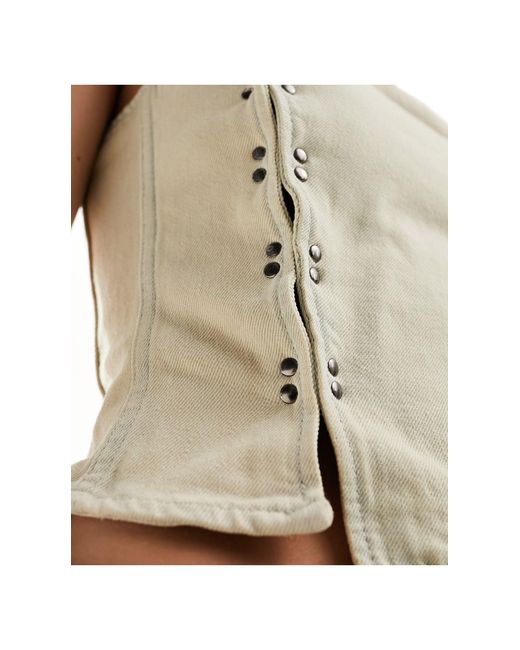 Rose - top corset d'ensemble en jean - clair délavé au soleil Weekday en coloris White