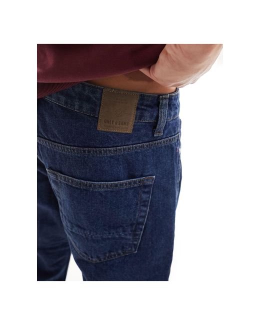 Only & Sons Blue Avi Rigid Tapered Fit Cropped Jeans for men