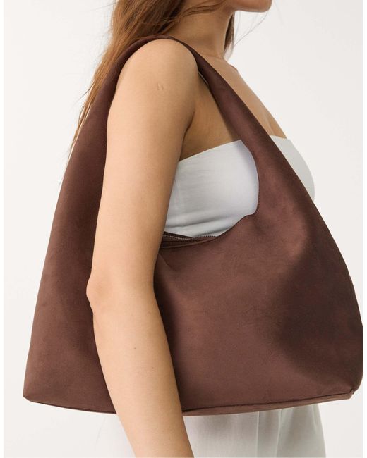 Stradivarius White – schultertasche aus wildlederimitat