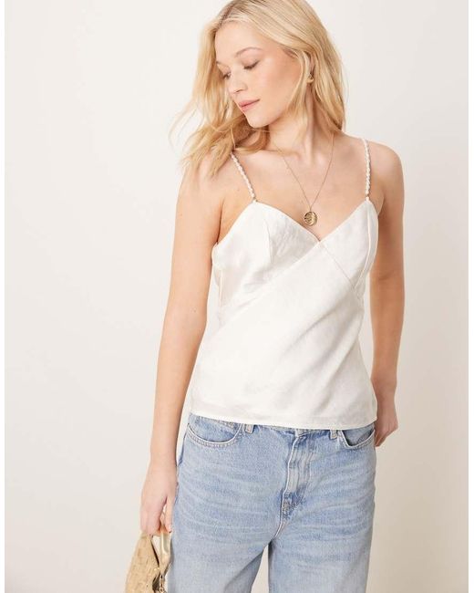 Abercrombie & Fitch White Bare Back Pearl Shell Cami Top