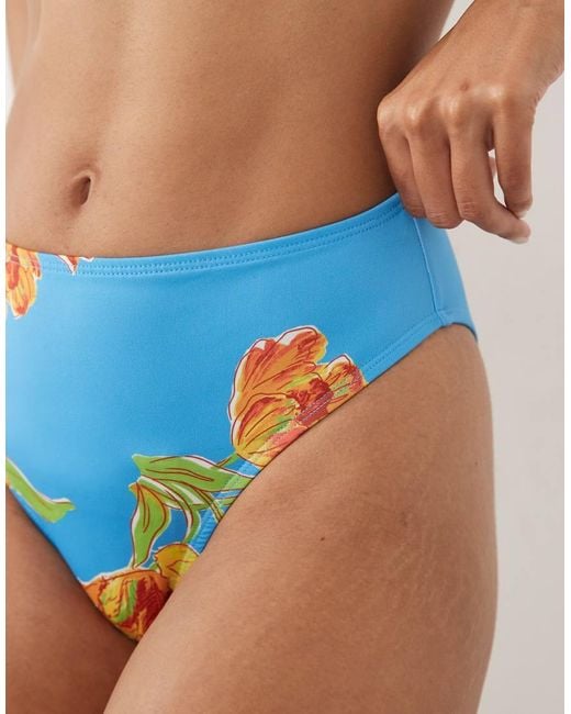 ASOS Blue Harper Azores High Leg High Waist Bikini Bottoms