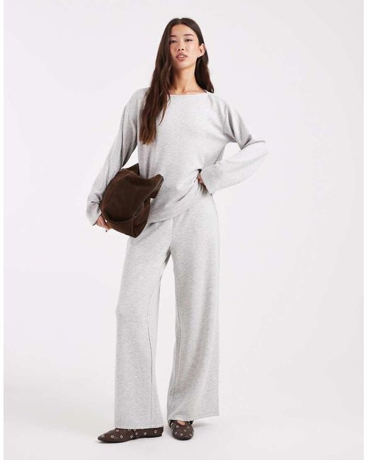 Vero Moda White Soft Jersey Boat Neck Sweatshirt Co-ord