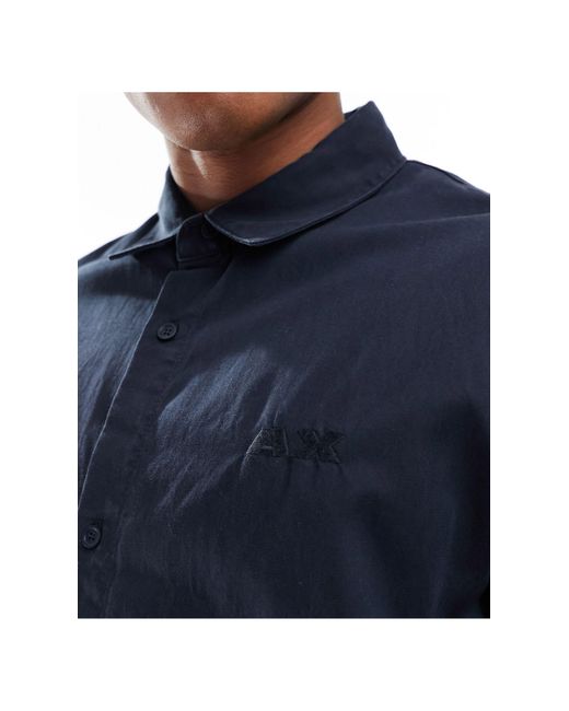 Armani Exchange – halbärmliges, kastiges hemd in Blue für Herren
