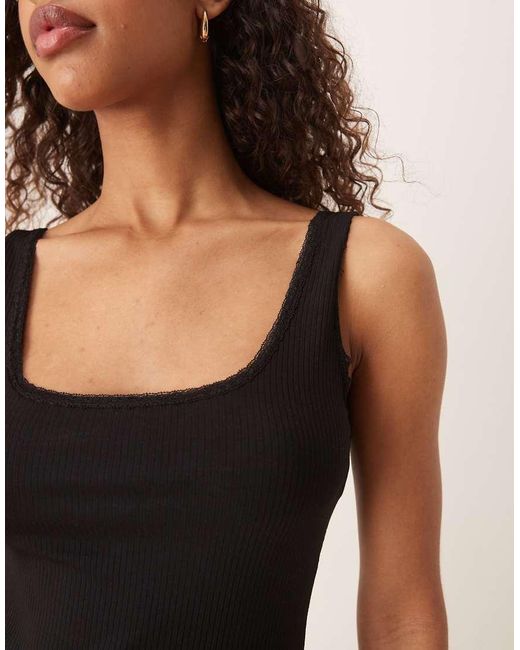 Glamorous Black Square Neck Bodysuit